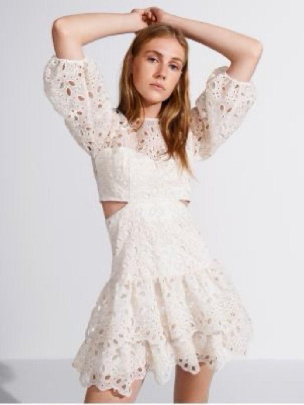 Maje Rivage Cut-Out Eyelet Mini Dress